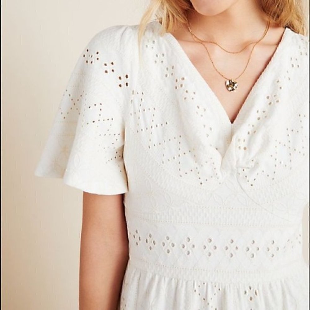 Anthropologie White Eyelet Maxi Dress - Picture 4 of 10